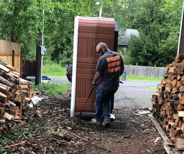 moving a huge brown hot tub