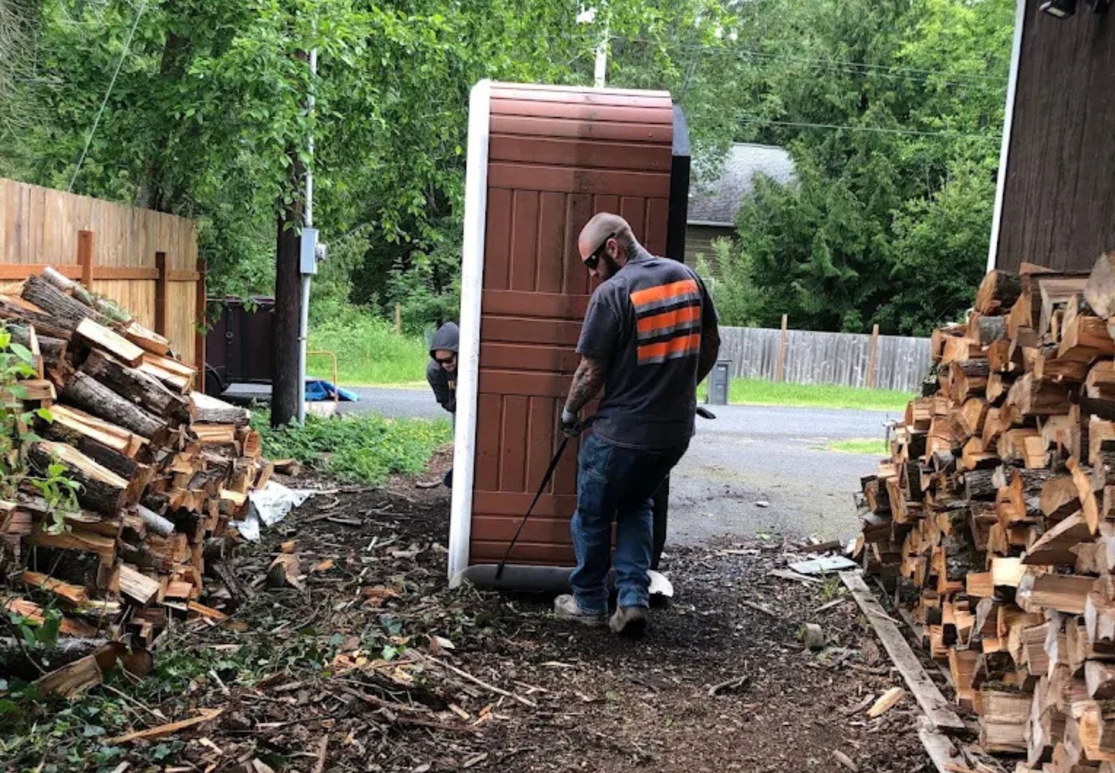 moving a huge brown hot tub